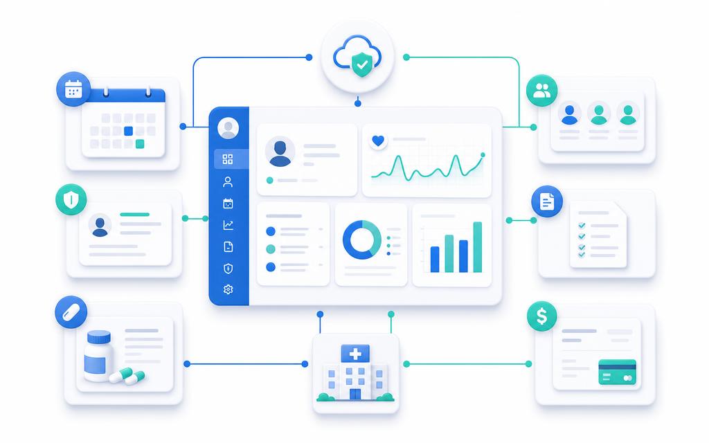 MediSwift24 healthcare dashboard showing appointments, patients, prescriptions, lab orders, and revenue metrics